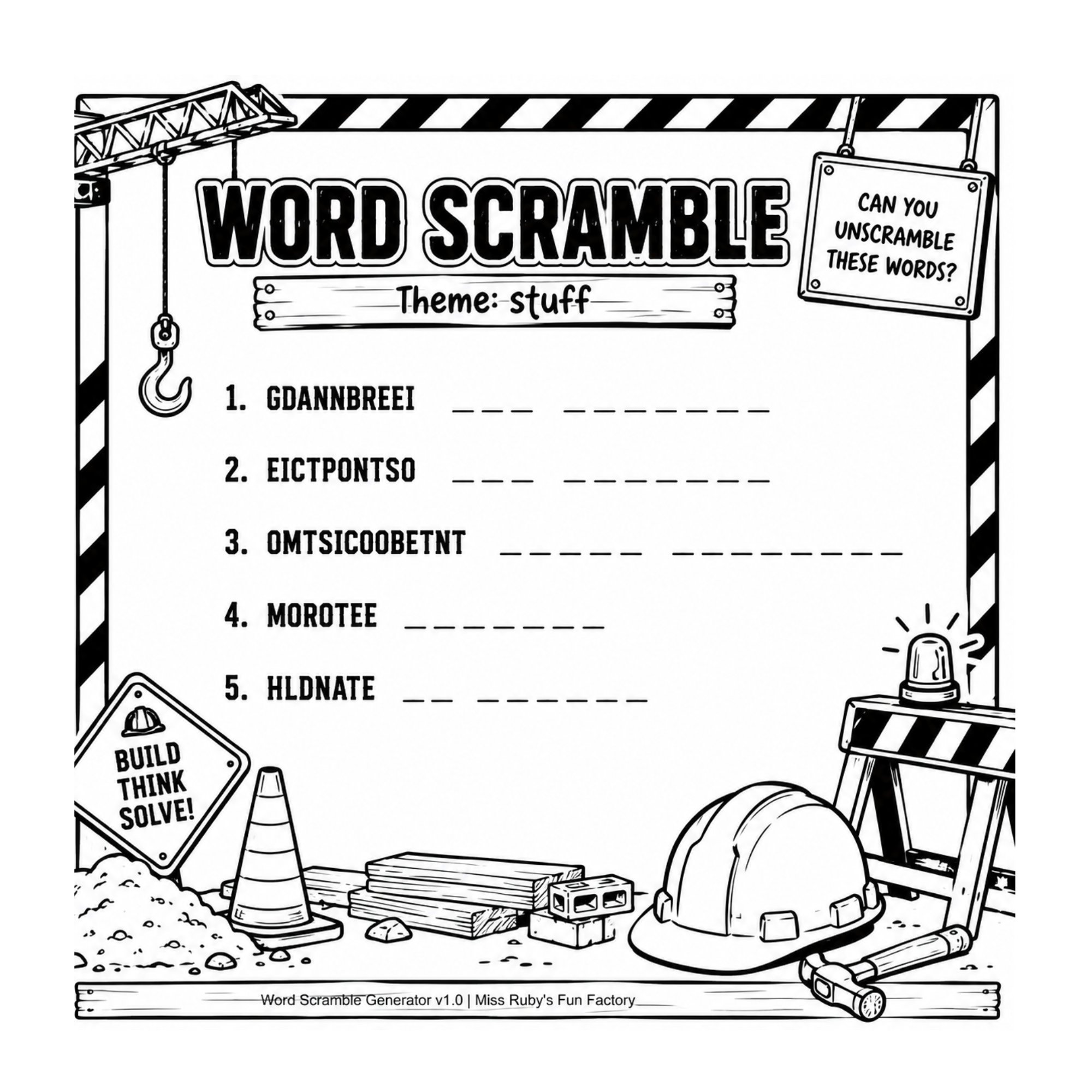 Word scramble activity